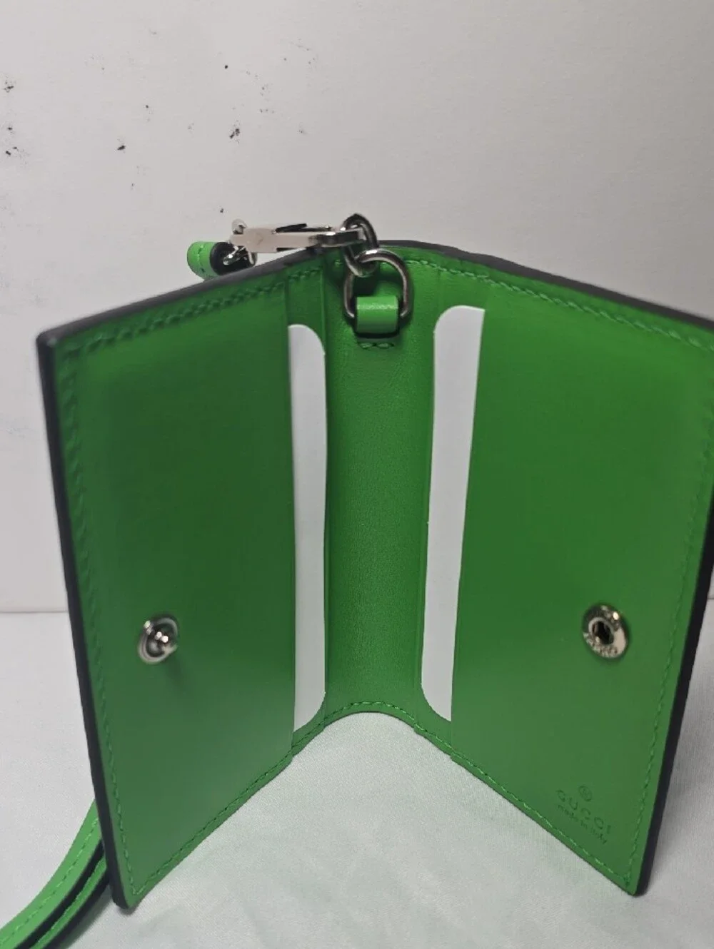 Gucci Neon Green and Blue GG Lanyard Card Case